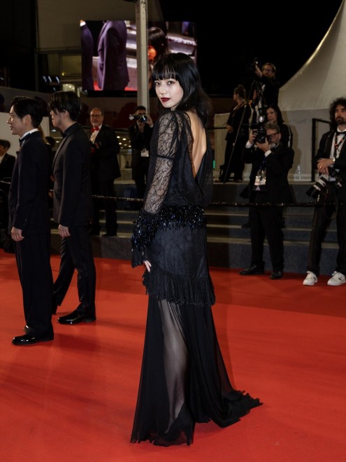 Nana Komatsu appears on the red carpet at the 78th Cannes Film Festival